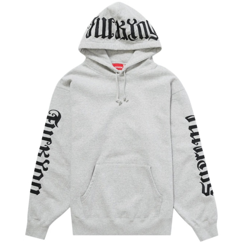 Supreme Ambigram Hooded Sweatshirt Heather Grey (Large) New w/ Supreme Sticker.
